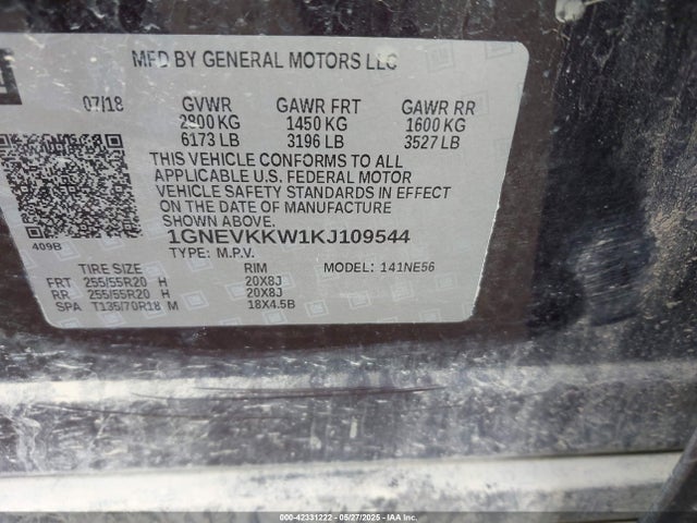 1GNEVKKW1KJ109544 Chevrolet lfy - spark ignited direct injection, atss, gen 1