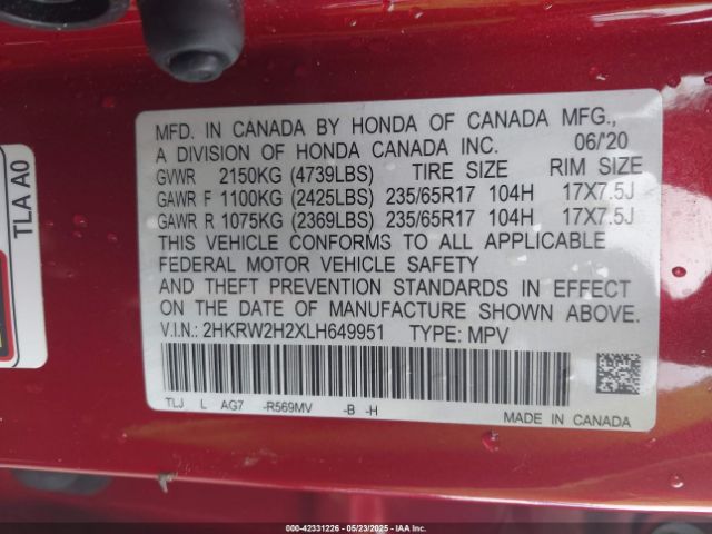 2020 HONDA CR-V 2HKRW2H2XLH649951 Photo 8