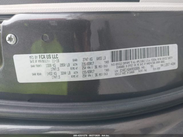 2019 CHRYSLER PACIFICA 2C4RC1AGXKR593889 Photo 8