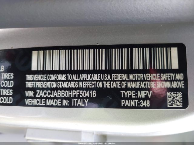 ZACCJABB0HPF50416 Jeep Renegade Latitude Fwd