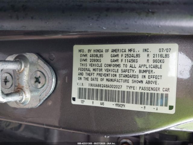 2008 ACURA TL 19UUA66248A002027 Photo 8
