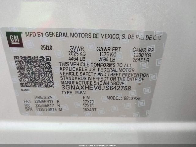 3GNAXHEV6JS642758 Chevrolet EQUINOX LS