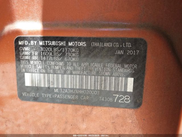 ML32A3HJXHH020003 Mitsubishi MIRAGE ES
