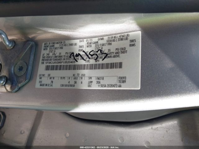 1FMCU0G96FUB20405 Ford 2015