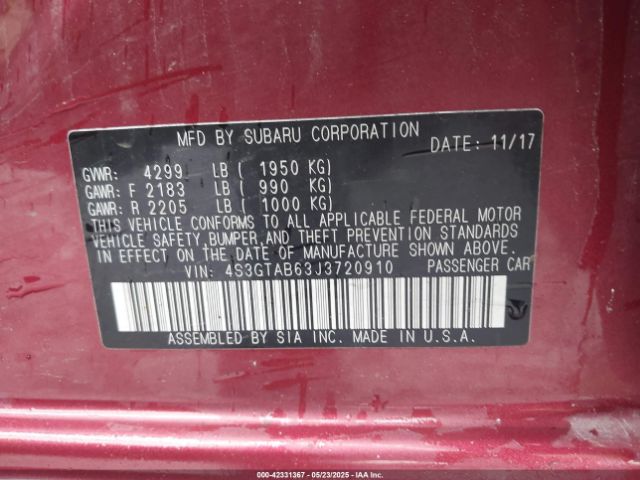 4S3GTAB63J3720910 Subaru Impreza 2.0i Premium