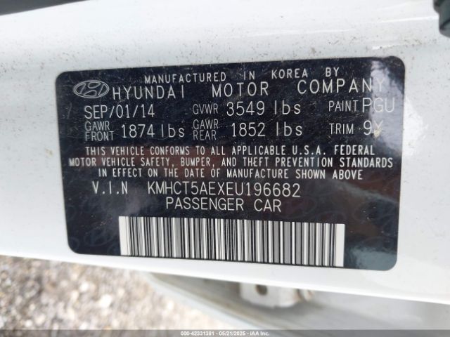 KMHCT5AEXEU196682 Hyundai ACCENT GS