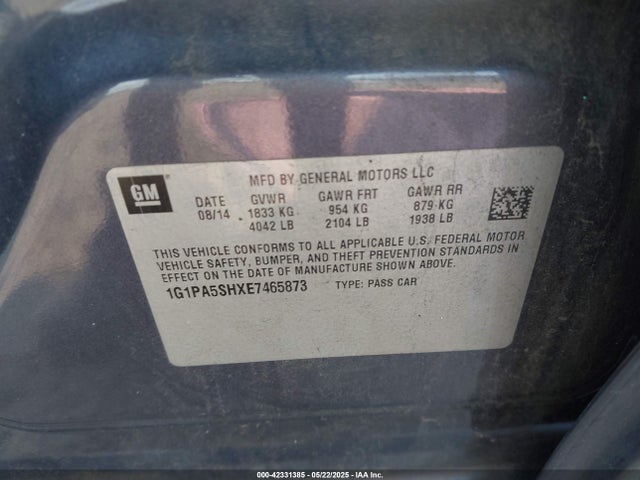 1G1PA5SHXE7465873 Chevrolet Cruze Ls Auto