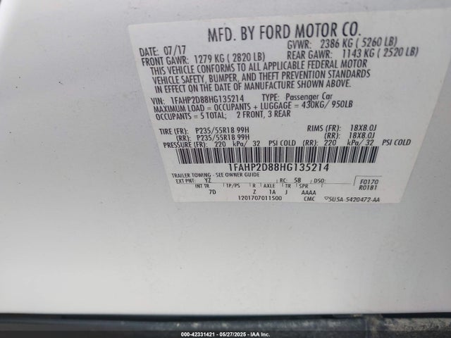 1FAHP2D88HG135214 Ford 3.5l ti-vct