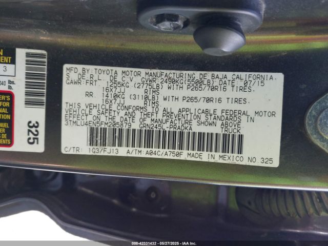 3TMLU4EN5FM205879 Toyota Tacoma Base V6/trd Pro