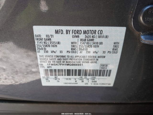 2021 FORD EXPLORER 1FMSK7FH1MGB66951 Photo 8