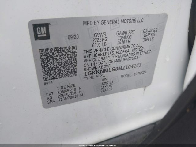 1GKKNMLS8MZ104143 GMC lgx