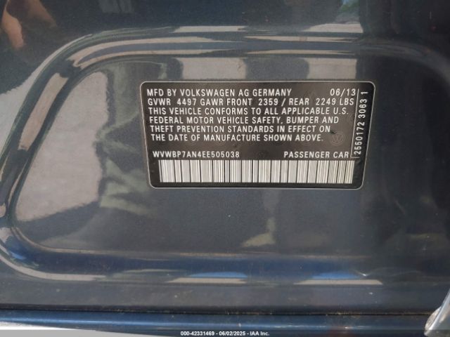 2014 VOLKSWAGEN CC WVWBP7AN4EE505038 Photo 8