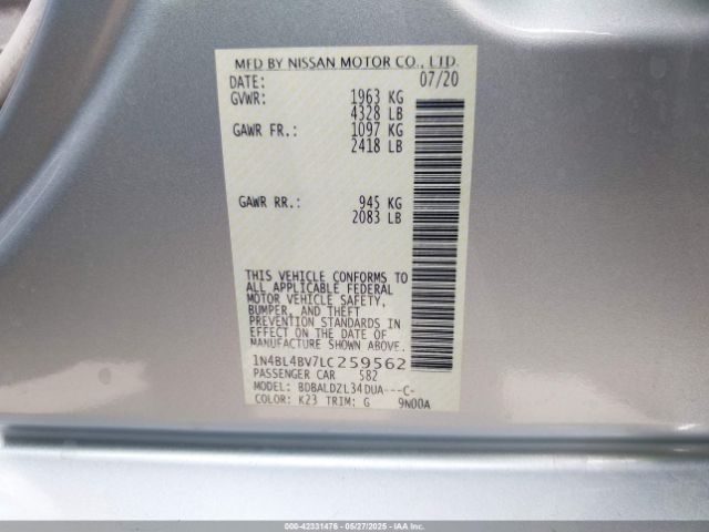 1N4BL4BV7LC259562 Nissan Altima S Fwd