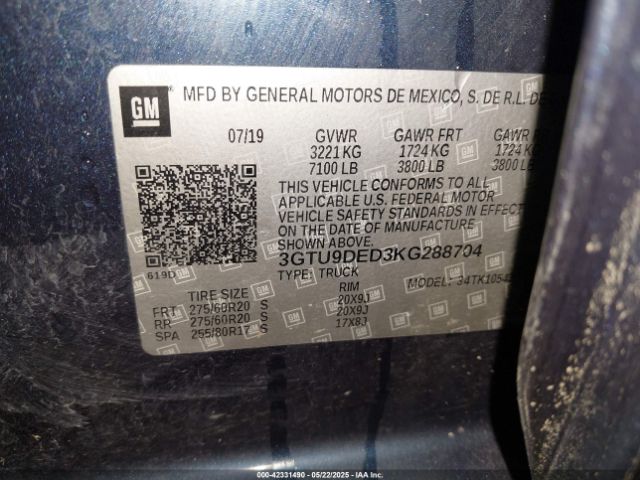 2019 GMC SIERRA 1500 3GTU9DED3KG288704 Photo 8