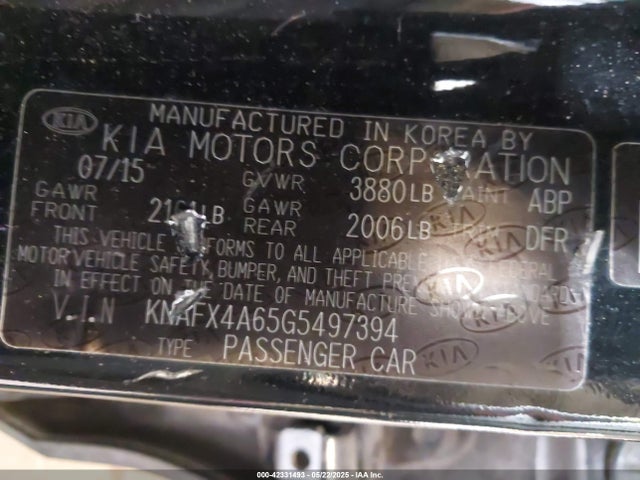 KNAFX4A65G5497394 KIA mpi nu