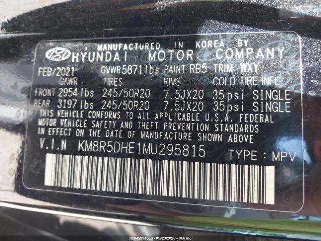 2021 HYUNDAI PALISADE KM8R5DHE1MU295815 Photo 8
