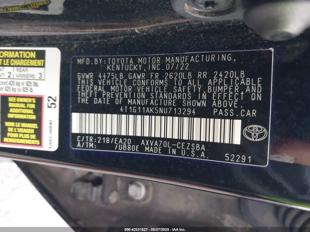 4T1G11AK5NU713294 Toyota a25a-fks
