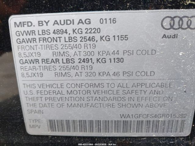 2016 AUDI Q3 WA1GFCFS4GR015382 Photo 8