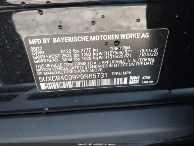 5UXCR4C09P9N65731 BMW X5 Sdrive40i
