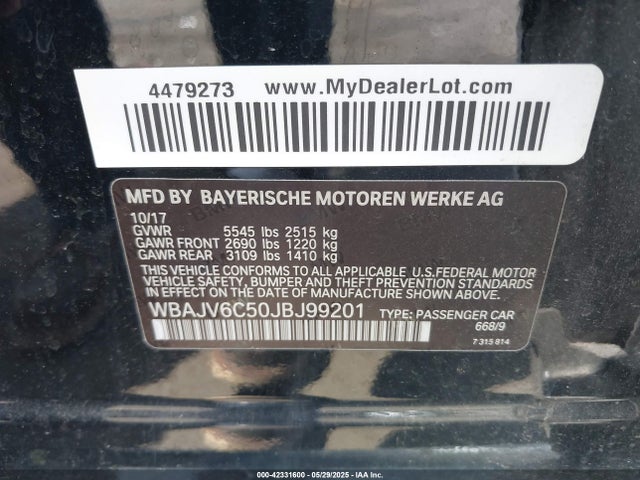 WBAJV6C50JBJ99201 BMW 2018