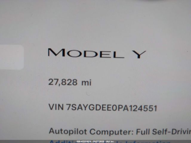 7SAYGDEE0PA124551 Tesla Model Y Awd/long Range Dual Motor All-wheel Drive