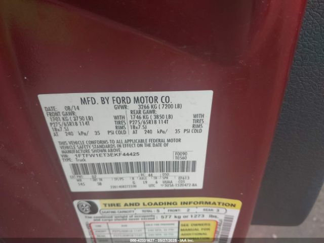 2014 FORD F-150 1FTFW1ET3EKF44425 Photo 8