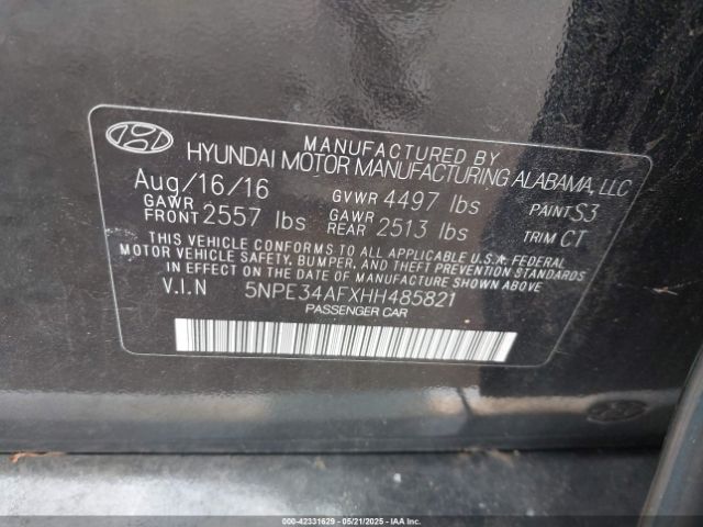 5NPE34AFXHH485821 Hyundai Sonata Sport