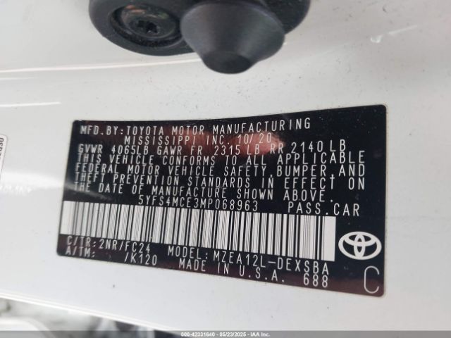 5YFS4MCE3MP068963 Toyota COROLLA SE