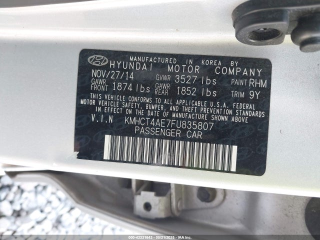 Hyundai dohc gdi gamma 2015 KMHCT4AE7FU835807 Image 9