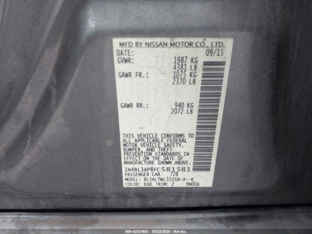 2015 NISSAN ALTIMA 1N4BL3AP8FC581581 Photo 8