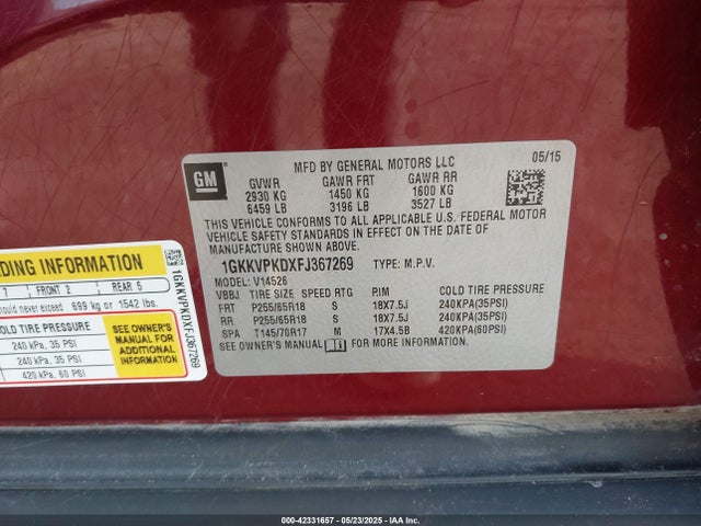 1GKKVPKDXFJ367269 GMC llt