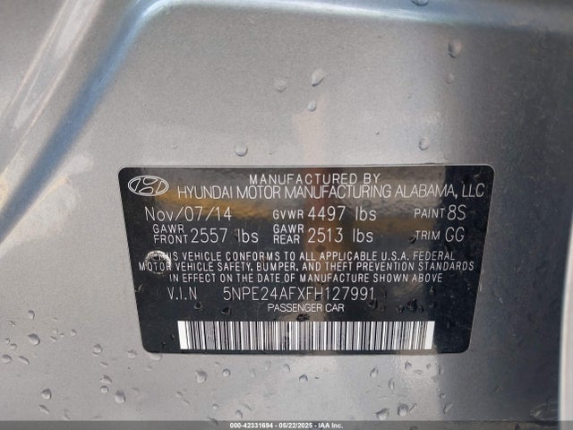 5NPE24AFXFH127991 Hyundai dohc gdi theta-ii