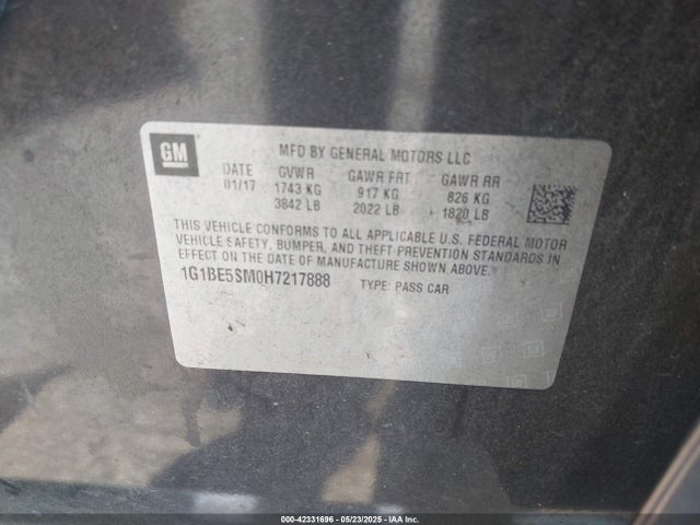 1G1BE5SM0H7217888 Chevrolet le2 -di: direct injection, vvt: variable valve timing, gen, alum