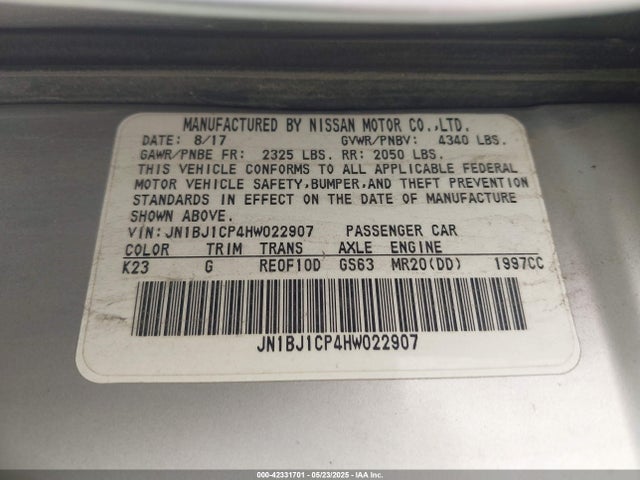 JN1BJ1CP4HW022907 Nissan 2017