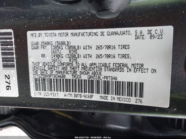 3TYDZ5BN9PT034608 Toyota Tacoma Trd Off Road