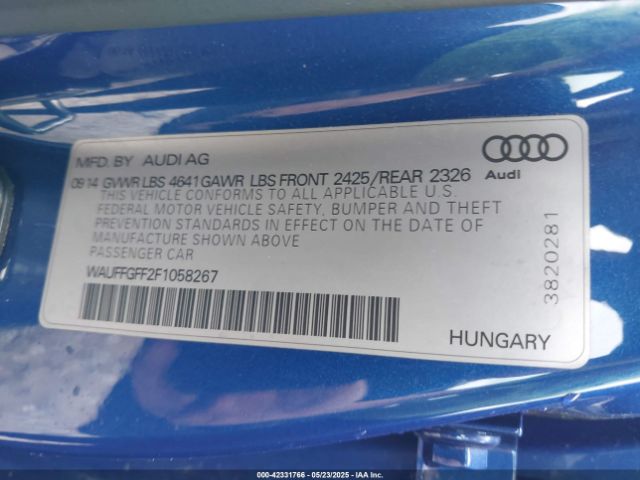 WAUFFGFF2F1058267 Audi S3 2.0t Premium Plus