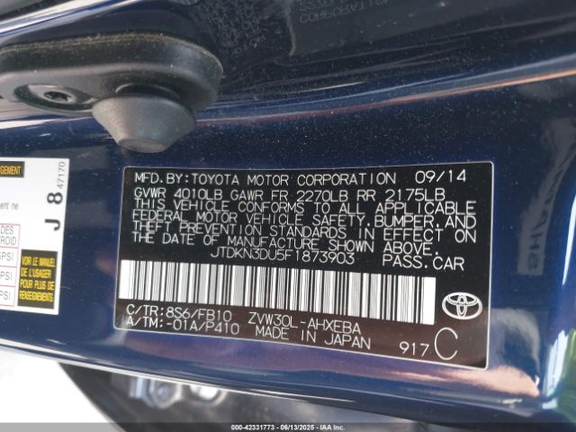 JTDKN3DU5F1873903 Toyota Prius Five/four/persona Series Special Edition/three/two
