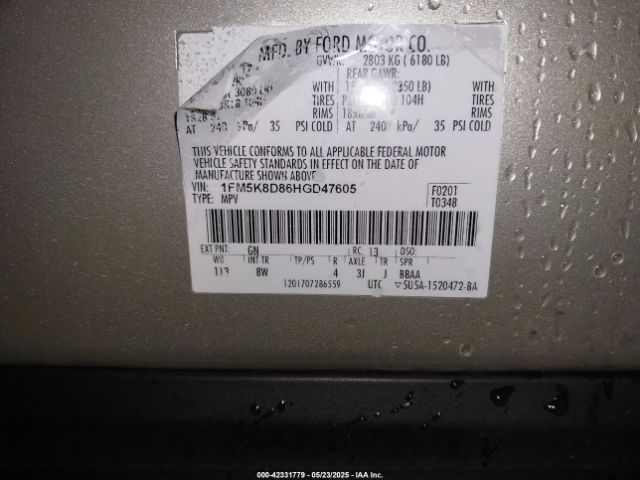 1FM5K8D86HGD47605 Ford EXPLORER XLT