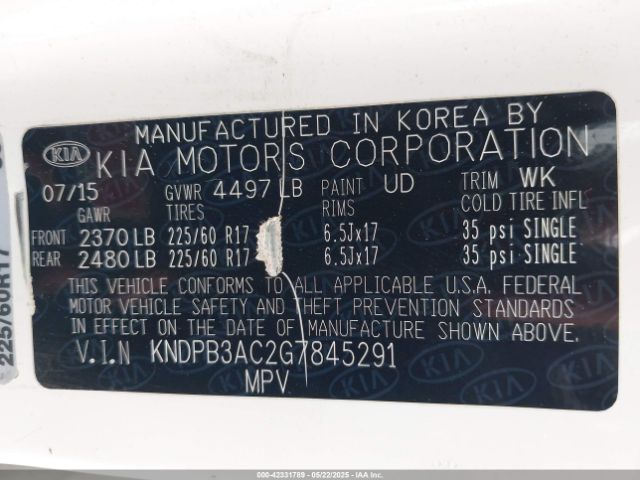 KNDPB3AC2G7845291 KIA Sportage Lx