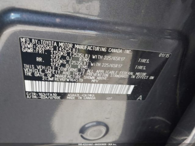 2T3WFREV6FW164519 Toyota Rav4 Xle