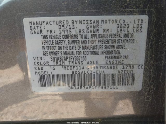 3N1AB7AP1FY337166 Nissan 2015