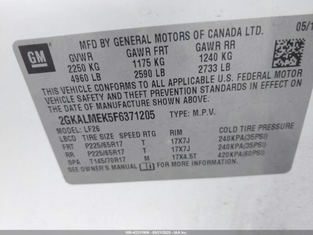 2GKALMEK5F6371205 GMC Terrain Sle-1