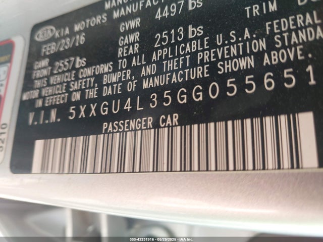 5XXGU4L35GG055651 KIA t-gdi theta ii