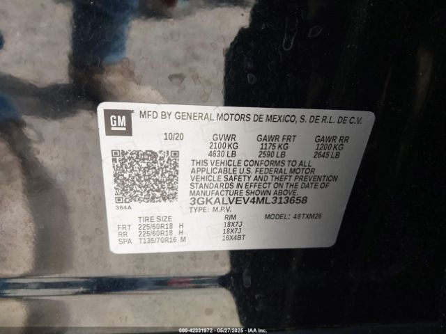 3GKALVEV4ML313658 GMC Terrain Awd Slt
