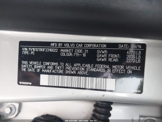 YV1612TB0F2316022 Volvo S60 T5 Premier