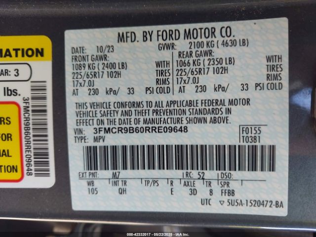 2024 FORD BRONCO SPORT 3FMCR9B60RRE09648 Photo 8