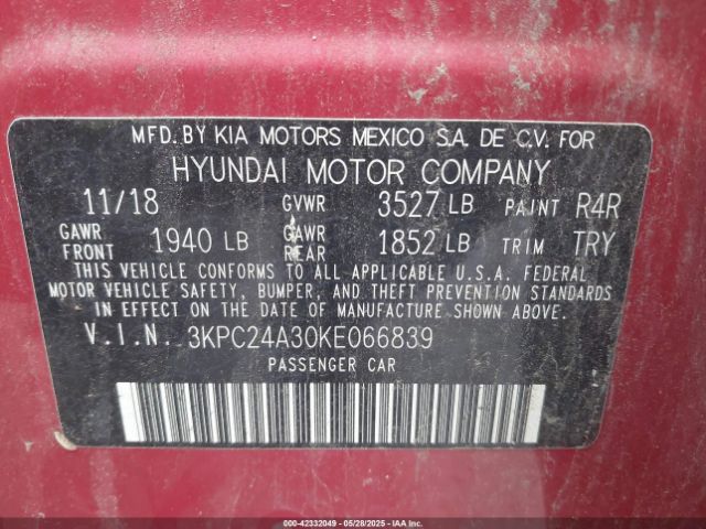 3KPC24A30KE066839 Hyundai 1.6l dohc gdi gamma