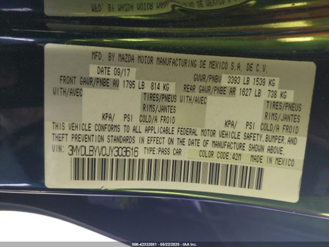 3MYDLBYV0JY303616 Toyota YARIS IA