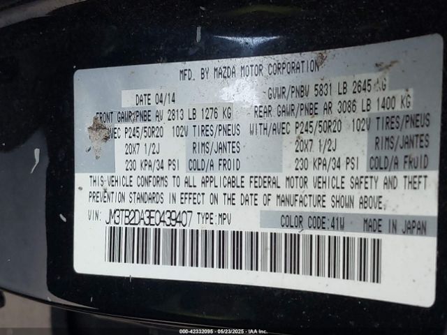 JM3TB2DA3E0439407 Mazda Cx-9 Grand Touring