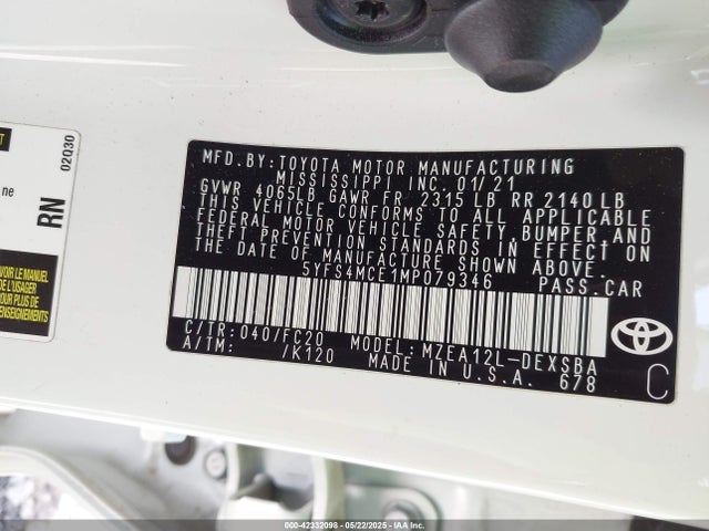 Toyota m20-fks 2021 5YFS4MCE1MP079346 Image 9